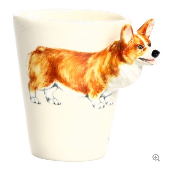 Blue Witch-Welsh Corgi 3D Ceramic Mug, Brown and White Porcelain Mug - Picture 1 of 1